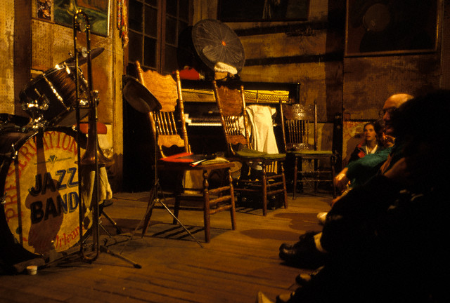 January 1993, New Orleans, Louisiana, USA --- Traditional jazz lovers await a concert at Preservation Hall, a New Orleans establishment dedicated to traditional jazz music. --- Image by © Bob Sacha/Corbis