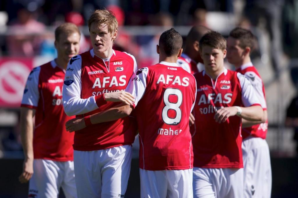 (L-R) Rasmus Elm of AZ during the Dutch Eredivisie match between AZ Alkmaar and RKC Waalwijk at the AFAS Stadium on March 25, 2012 in Alkmaar, Netherlands. (Photo by VI Images via Getty Images)