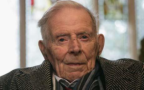 Harry Patch Attends Remembrance Sunday Service...WELLS, UNITED KINGDOM - NOVEMBER 09: Harry Patch, 110, the last remaining British Tommy and veteran of the First World War, attends the Remembrance Day Service at St Cuthberts Church on November 9 2008 in Wells, England. Harry Patch, who is 110 and lives in a care home in Wells, Somerset, is the second oldest person in Britain and is the last surviving British soldier to have served in trenches of the Western Front during the third battle of Ypres, the 1917 battle of Passchendaele, in which more than 70,000 British troops died. (Photo by Matt Cardy/Getty Images)