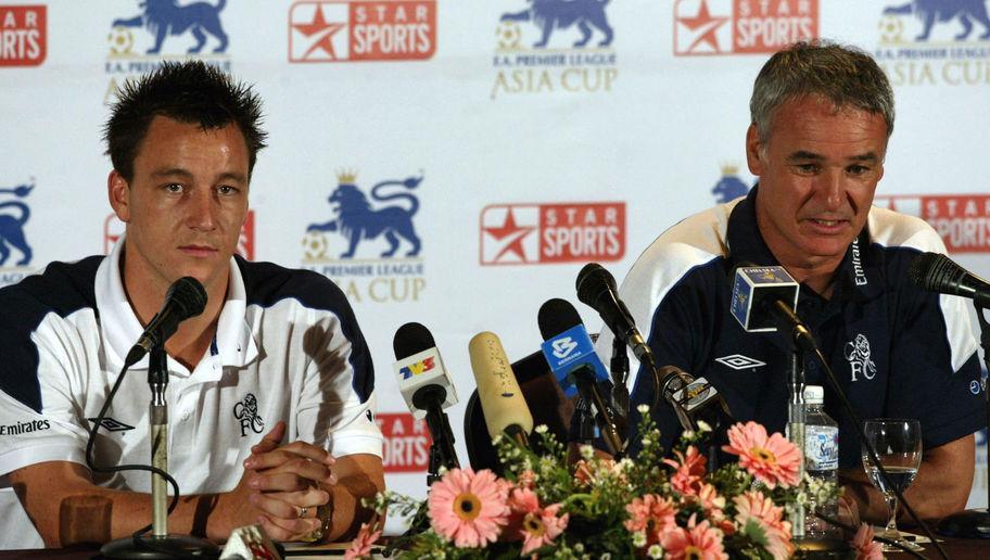 KUALA LUMPUR, MALAYSIA - JULY 22: Claudio Ranieri, Manager of Chelsea FC and John Terry speak to the Media during a press conference held at the Auditorium of the Palace of the Golden Horses Hotel in Kuala Lumpur, Malaysia ahead of the FAPL/Asia Cup to be held at the Bukit Jalil National Stadium from July 24, 2003 to July 27, 2003. (Photo by Stanley Chou/Getty Images)