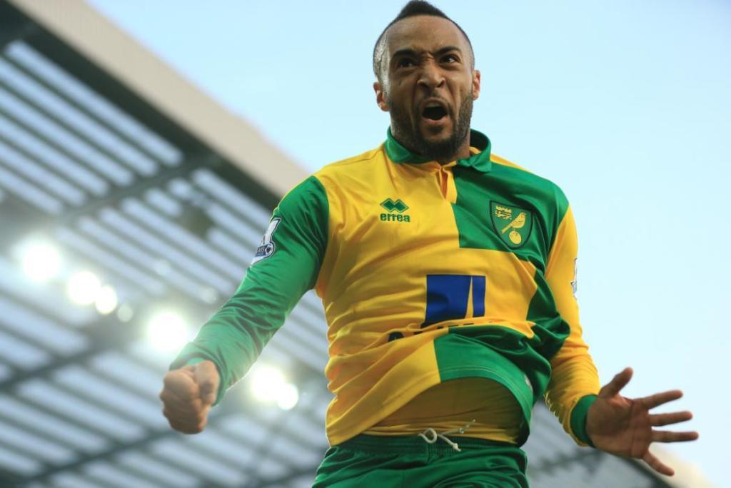 NORWICH, ENGLAND - MAY 11: Nathan Redmond of Norwich City celebrates scoring his team's opening goal during the Barclays Premier League match between Norwich City and Watford at Carrow Road on May 11, 2016 in Norwich, England. (Photo by Stephen Pond/Getty Images)